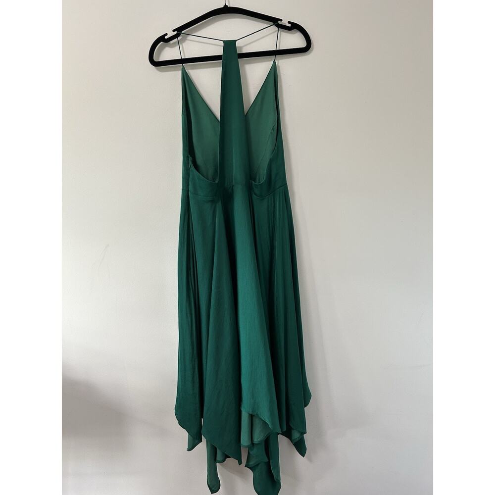 Kimchi Blue Green Emerald Midi Dress Gown Asymmetrical Hem Cocktail Satin Size 8 - Picture 5 of 12